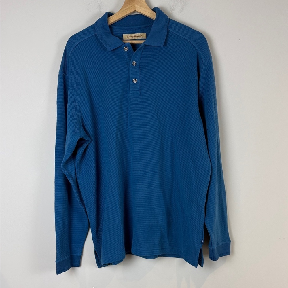 Tommy Bahama Deep Blue Long Sleeve Silk blend Polo Size Large